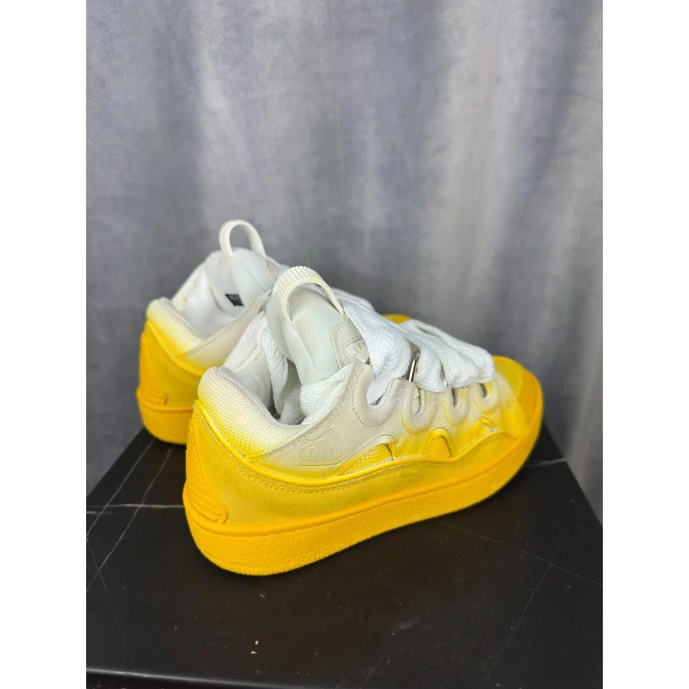 Lanvin Curb Sneakers 35 White Yellow Ombre Leather Skate Shoes Women‎